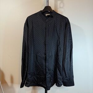 ORTTU Black Shirt Jacket with Subtle Dots